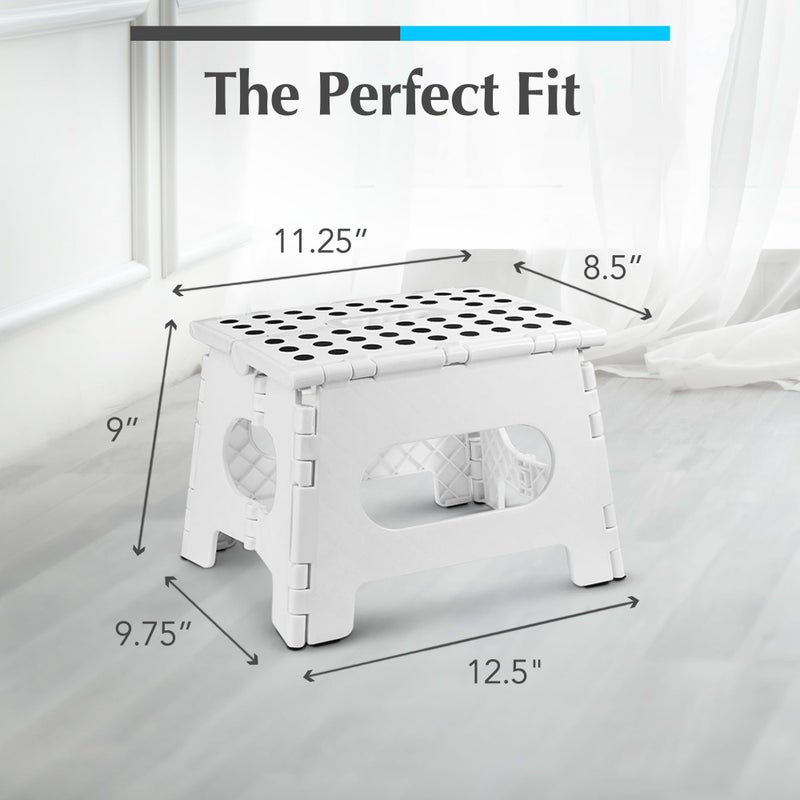 Handy Laundry Folding Lightweight Step Stool - Sturdy Enough to Support Adults and Safe Enough for Kids - Opens Easy with One Flip - Great for Kitchen, Bathroom or Bedroom (White - 9 Inch) - Image 5